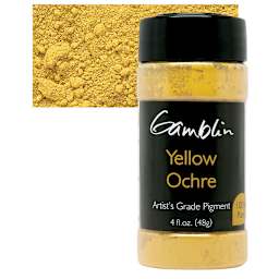 Gamblin Artist's Grade Pigment - Yellow Ochre, 4 oz bottle and swatch