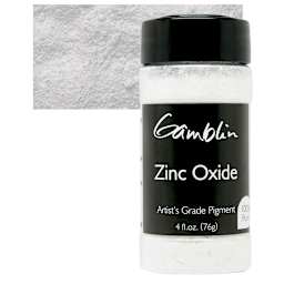 Gamblin Artist's Grade Pigment - Zinc White Oxide, 4 oz bottle and swatch