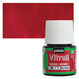 Pebeo Vitrail Paint - Red, 45 ml bottle and swatch