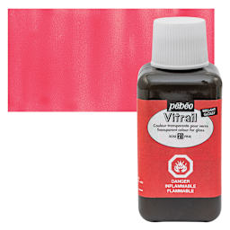 Pebeo Vitrail Paint - Pink, 250 ml bottle and swatch