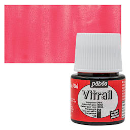 Pebeo Vitrail Paint - Pink, 45 ml bottle and swatch