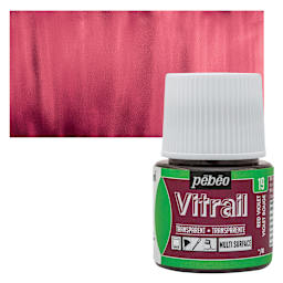 Pebeo Vitrail Paint - Red Violet, 45 ml bottle and swatch