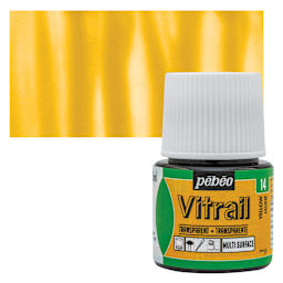 Pebeo Vitrail Paint - Yellow, 45 ml bottle and swatch