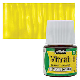 Pebeo Vitrail Paint - Lemon, 45 ml bottle and swatch
