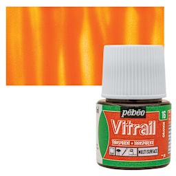 Pebeo Vitrail Paint - Orange, 45 ml bottle and swatch