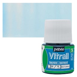 Pebeo Vitrail Paint - Sky Blue, 45 ml bottle and swatch