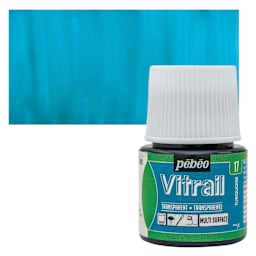 Pebeo Vitrail Paint - Turquoise Blue, 45 ml bottle and swatch