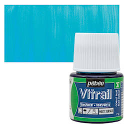 Pebeo Vitrail Paint - Cobalt, 45 ml bottle and swatch