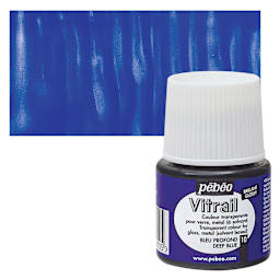 Pebeo Vitrail Paint - Deep Blue, 45 ml bottle and swatch