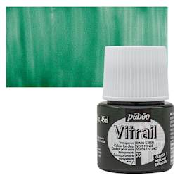 Pebeo Vitrail Paint - Dark Green, 45 ml bottle and swatch