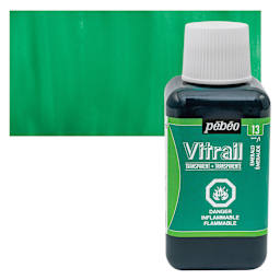 Pebeo Vitrail Paint - Emerald, 250 ml bottle and swatch