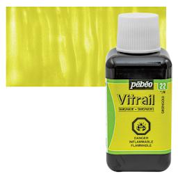 Pebeo Vitrail Paint - Green Gold, 250 ml bottle and swatch