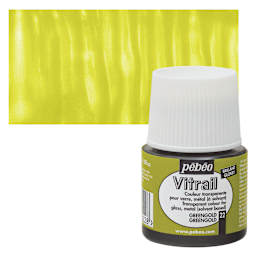 Pebeo Vitrail Paint - Green Gold, 45 ml bottle and swatch