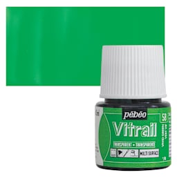 Pebeo Vitrail Paint - Vivid Green, 45 ml bottle and swatch