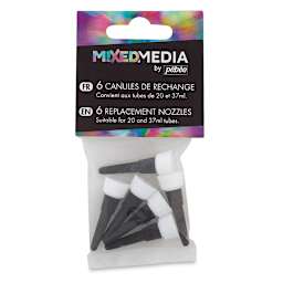 Pebeo Mixed Media Replacement Nozzles - Front view of Hang Card package of 6
