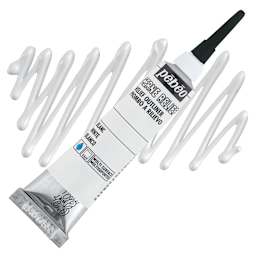Pebeo Vitrail Paint Outliner - White Outliner, 20 ml tube and swatch