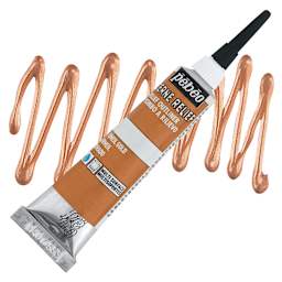 Pebeo Vitrail Paint Outliner - Vermilion Gold Outliner, 20 ml tube and swatch