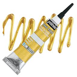 Pebeo Vitrail Paint Outliner - Rich Gold Outliner, 20 ml tube and swatch