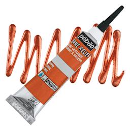 Pebeo Vitrail Paint Outliner - Copper Outliner, 20 ml tube and swatch