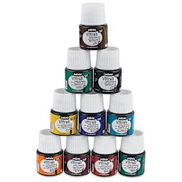 Pebeo Vitrail Paint Set - Assorted Colors, Set of 10, 45 ml bottles