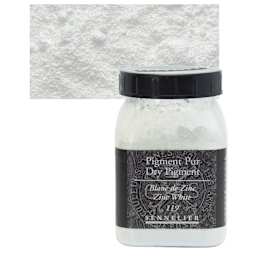 Sennelier Dry Pigment - Zinc White, 110 g jar and swatch