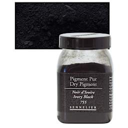 Sennelier Dry Pigment - Ivory Black, 120 g jar and swatch