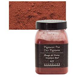 Sennelier Dry Pigment - Venetian Red, 170 g jar and swatch