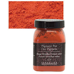 Sennelier Dry Pigment - French Vermilion Hue, 100 g jar and swatch