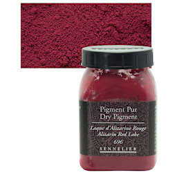 Sennelier Dry Pigment - Alizarin Red Lake, 60 g jar and swatch