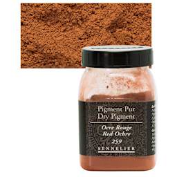 Sennelier Dry Pigment - Red Ochre, 90 g jar and swatch