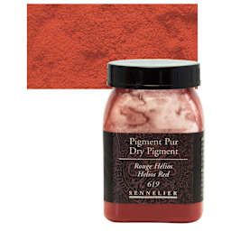 Sennelier Dry Pigment - Helios Red, 40 g jar and swatch