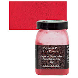 Sennelier Dry Pigment - Rose Madder Lake, 40 g jar and swatch