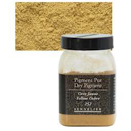 Sennelier Dry Pigment - Yellow Ochre, 80 g jar and swatch