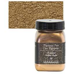 Sennelier Dry Pigment - Yellow Gold, 90 g jar and swatch
