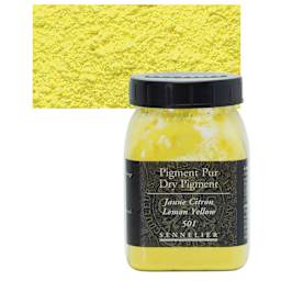Sennelier Dry Pigment - Lemon Yellow, 110 g jar and swatch