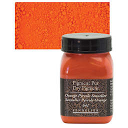 Sennelier Dry Pigment - Pyrrole Orange, 25 g jar and swatch