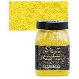 Sennelier Dry Pigment - Primary Yellow, 70 g jar and swatch
