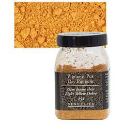 Sennelier Dry Pigment - Light Yellow Ochre, 110 g jar and swatch