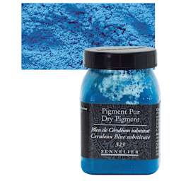 Sennelier Dry Pigment - Cerulean Blue Hue, 180 g jar and swatch