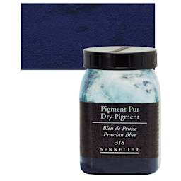 Sennelier Dry Pigment - Prussian Blue, 80 g jar and swatch