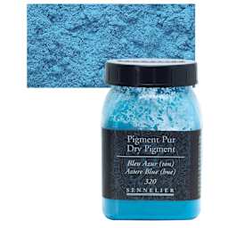 Sennelier Dry Pigment - Azure Blue Hue, 180 g jar and swatch