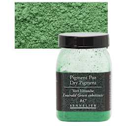 Sennelier Dry Pigment - Emerald Green Hue, 80 g jar and swatch