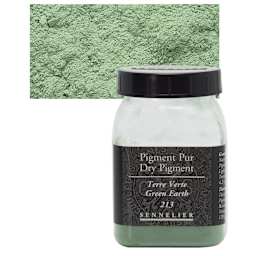 Sennelier Dry Pigment - Green Earth, 120 g jar and swatch