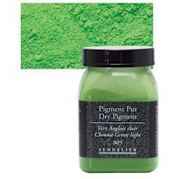 Sennelier Dry Pigment - Chrome Green Light, 120 g jar and swatch