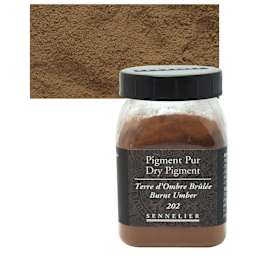 Sennelier Dry Pigment - Burnt Umber, 140 g jar and swatch