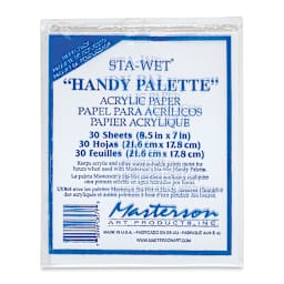 Masterson Sta-Wet Handy Palette - Acrylic Paper Refill, Pkg of 30, front of the packaging