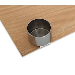 Stainless Steel Palette Cups - Large Single Cup shown clipped to corner of palette