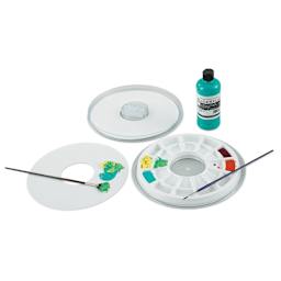 Richeson Lock Box Palette - 24 Well Insert shown in use with 10 sheet Mixing pad adjacent