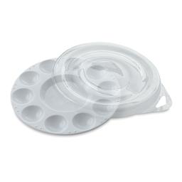 White 10 Well Plastic Tray with Cover, 6-3/4" Diameter