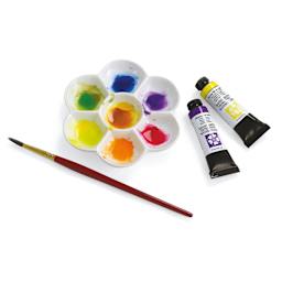 Richeson Flower Porcelain Mixing Tray (shown with paint and a brush, not included)